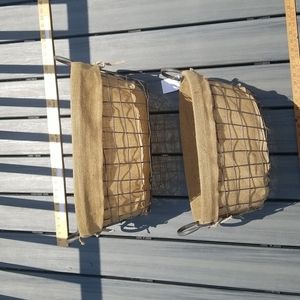 2 Wire & burlap baskets.
